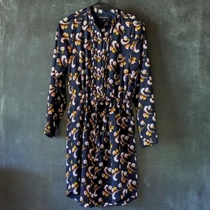 Banana Republic Navy Paisley Dress Button Down Tie Waist Sz XS